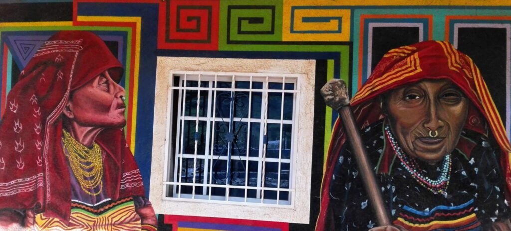Aborigen Mural pintado en la pared Barranquilla, Colombia