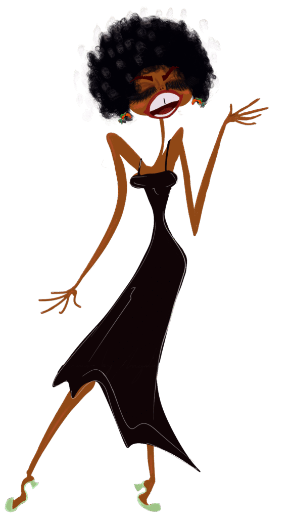 Fashion illustration smiling wearing tucanes earrings