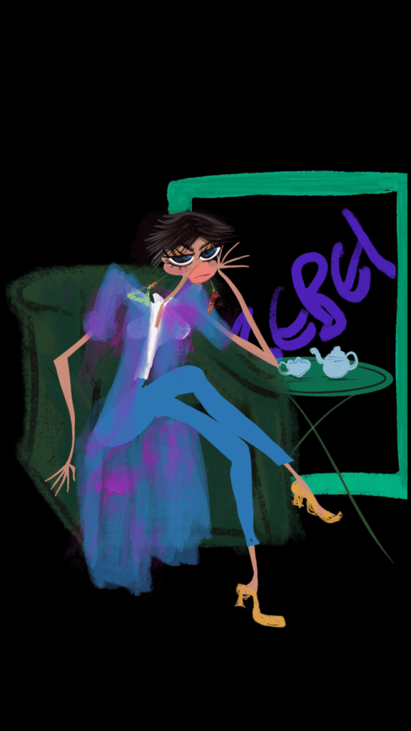 Personaje Maya la Creatividad rebelde hecha tesoro. Ilustraciones de Las Chicas: Maya, fuerzas creativas de Andina.